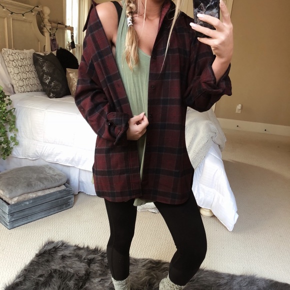 Pendleton Tops - maroon pendleton flannel